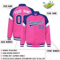 Pink Royal-White Color Block Varsity Letterman Jacket 2