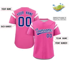 Pink Royal-White Full Button Classic Baseball Jersey 2