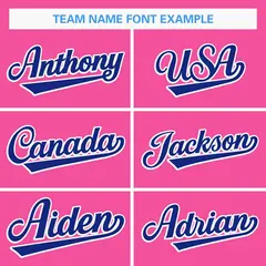 Pink Royal-White Full Button Classic Baseball Jersey 3