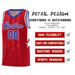 Pink Royal White Gradient Star Graffiti Basketball Jersey 2