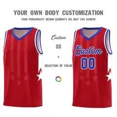 Pink Royal White Gradient Star Graffiti Basketball Jersey 3