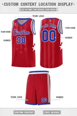 Pink Royal White Gradient Star Graffiti Basketball Jersey 5