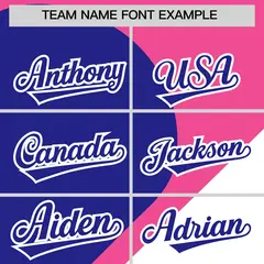 Pink Royal-White Half Heart Color Block Baseball Jersey 3