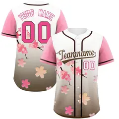 Pink Seal Brown Cherry Blossom Graffiti Baseball Jersey