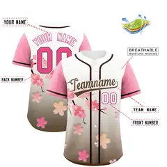 Pink Seal Brown Cherry Blossom Graffiti Baseball Jersey 2