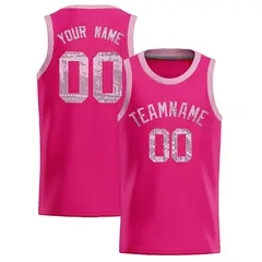 Pink Sequined Trim Athletic Basketball Jersey 1