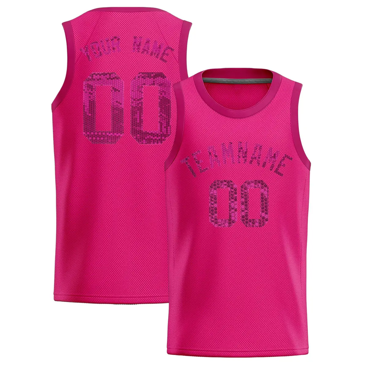 Pink Sequined Trim Athletic Basketball Jersey