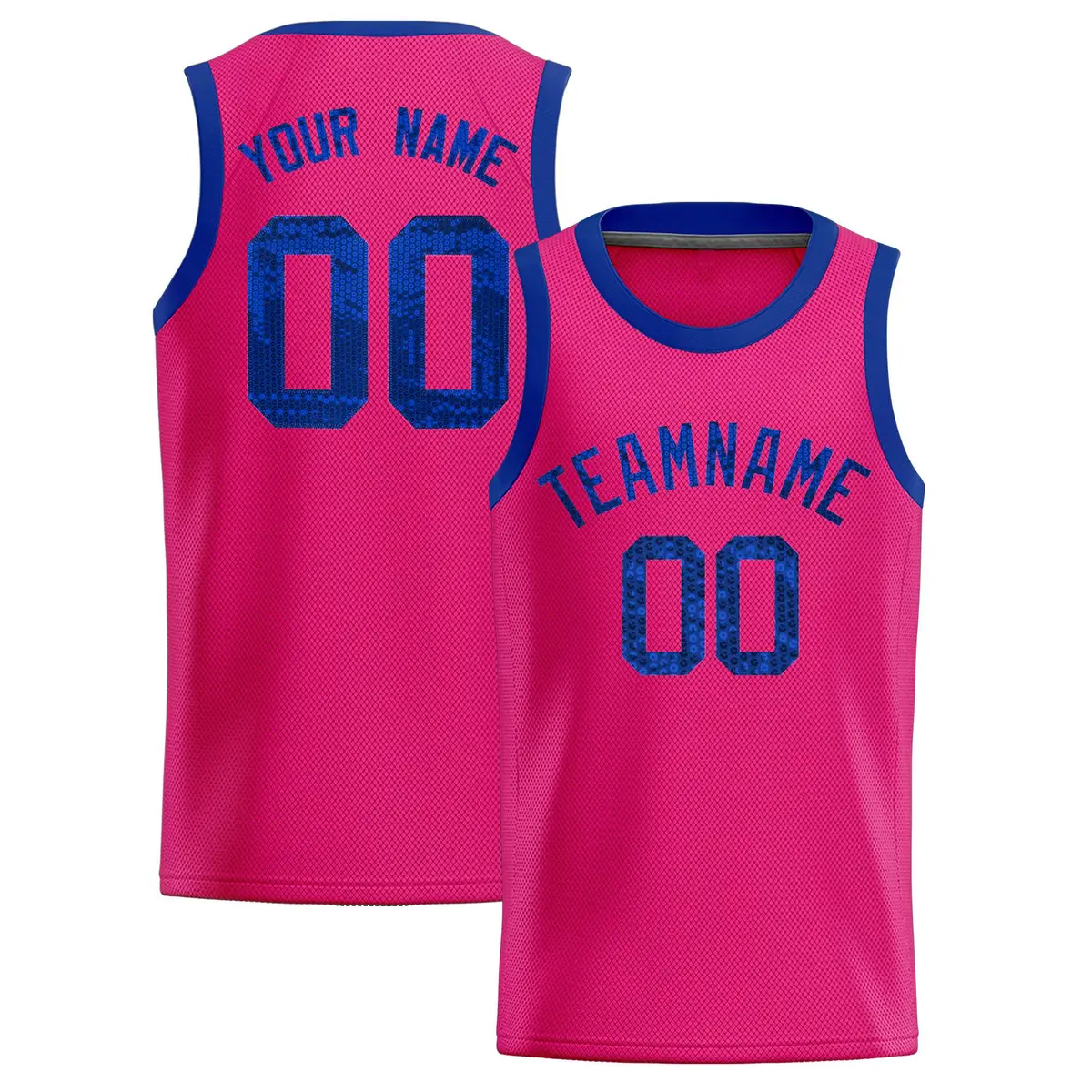 Pink Sequined Trim Athletic Basketball Jersey