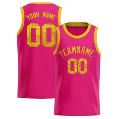 Pink Sequined Trim Athletic Basketball Jersey 1