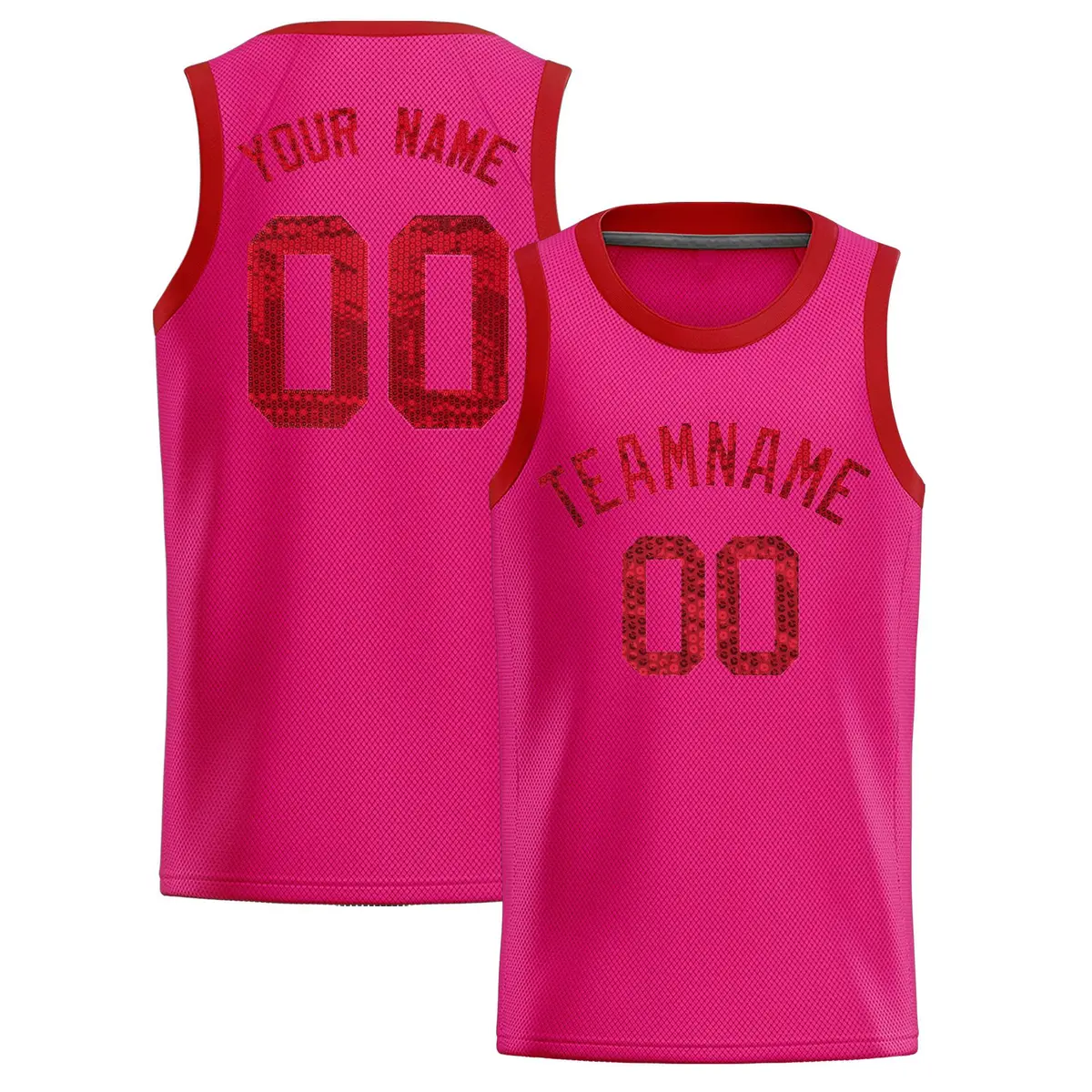 Pink Sequined Trim Athletic Basketball Jersey