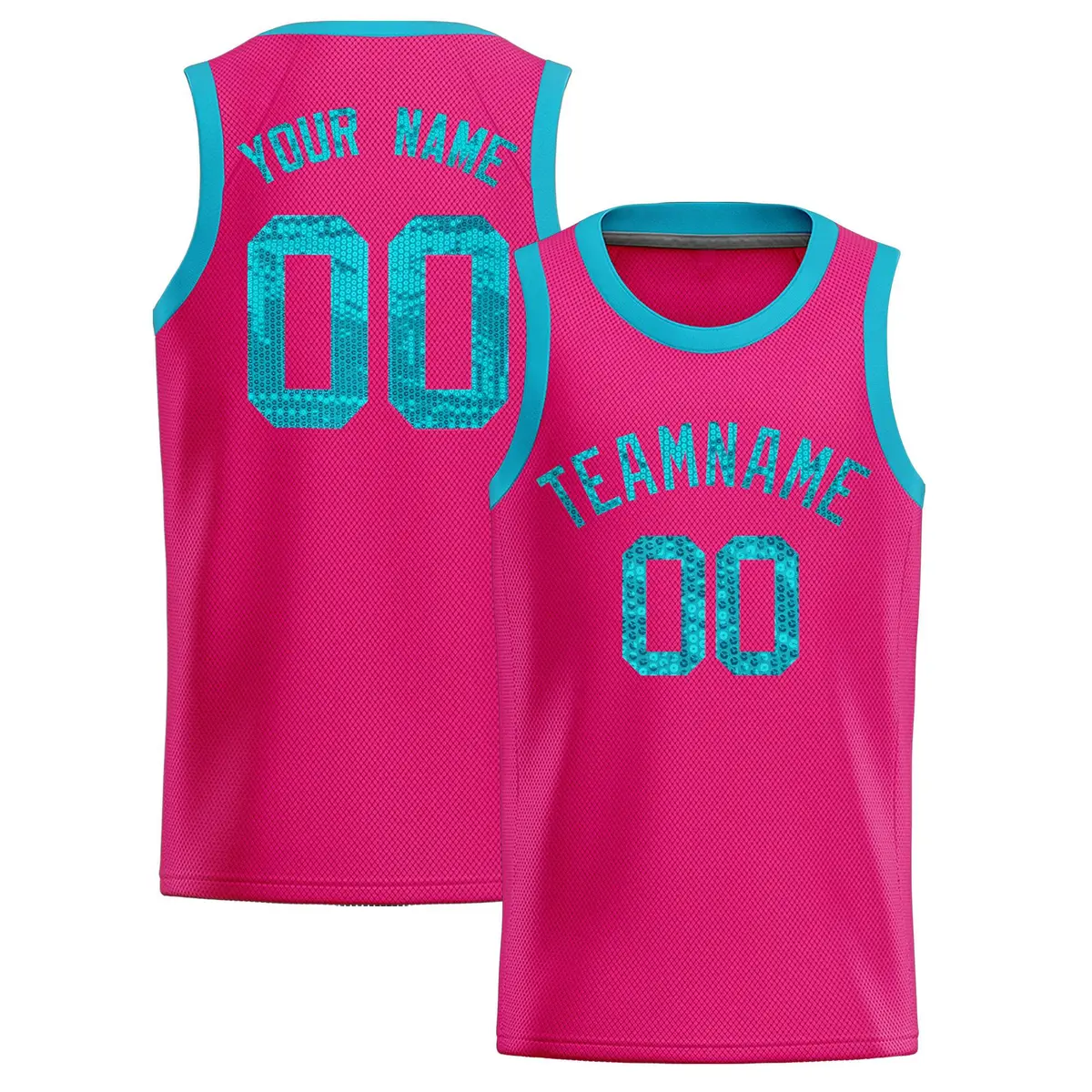 Pink Sequined Trim Athletic Basketball Jersey
