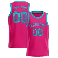 Pink Sequined Trim Athletic Basketball Jersey 1