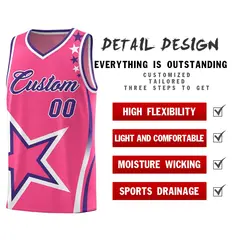 Pink Shoulder Stars Graffiti Basketball Jersey 2