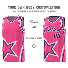 Pink Shoulder Stars Graffiti Basketball Jersey 3