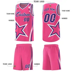Pink Shoulder Stars Graffiti Basketball Jersey 5