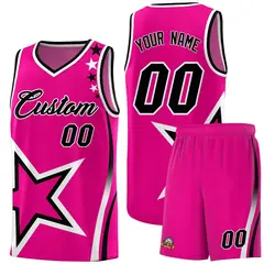 Pink Shoulder Stars Graffiti Basketball Jersey 1