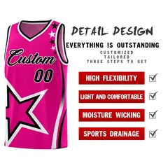 Pink Shoulder Stars Graffiti Basketball Jersey 2