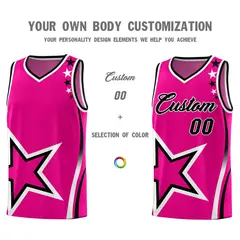 Pink Shoulder Stars Graffiti Basketball Jersey 3
