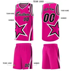 Pink Shoulder Stars Graffiti Basketball Jersey 5
