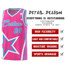 Pink Shoulder Stars Graffiti Basketball Jersey 2