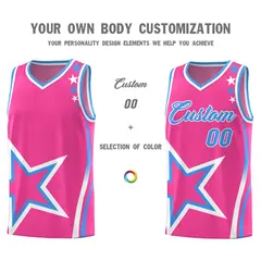 Pink Shoulder Stars Graffiti Basketball Jersey 3