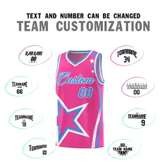 Pink Shoulder Stars Graffiti Basketball Jersey 4