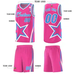 Pink Shoulder Stars Graffiti Basketball Jersey 5