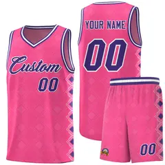 Pink Side Blocks Sports Uniform Basketball Jersey