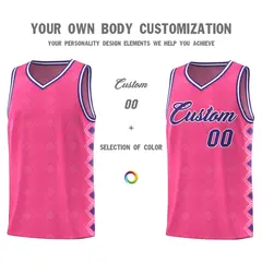 Pink Side Blocks Sports Uniform Basketball Jersey 3