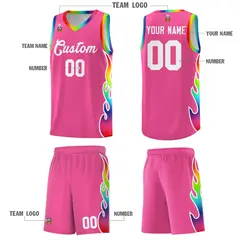 Pink Side Flame Basketball Jersey for Teams 5