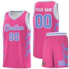 Pink Side Lightning Graffiti Basketball Uniform Jersey