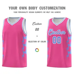 Pink Side Lightning Graffiti Basketball Uniform Jersey 3