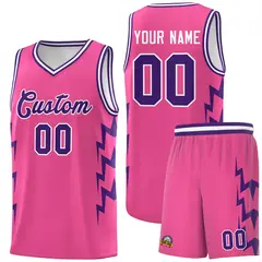 Pink Side Lightning Graffiti Basketball Uniform Jersey 1