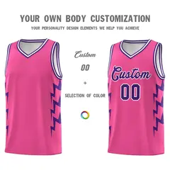 Pink Side Lightning Graffiti Basketball Uniform Jersey 3