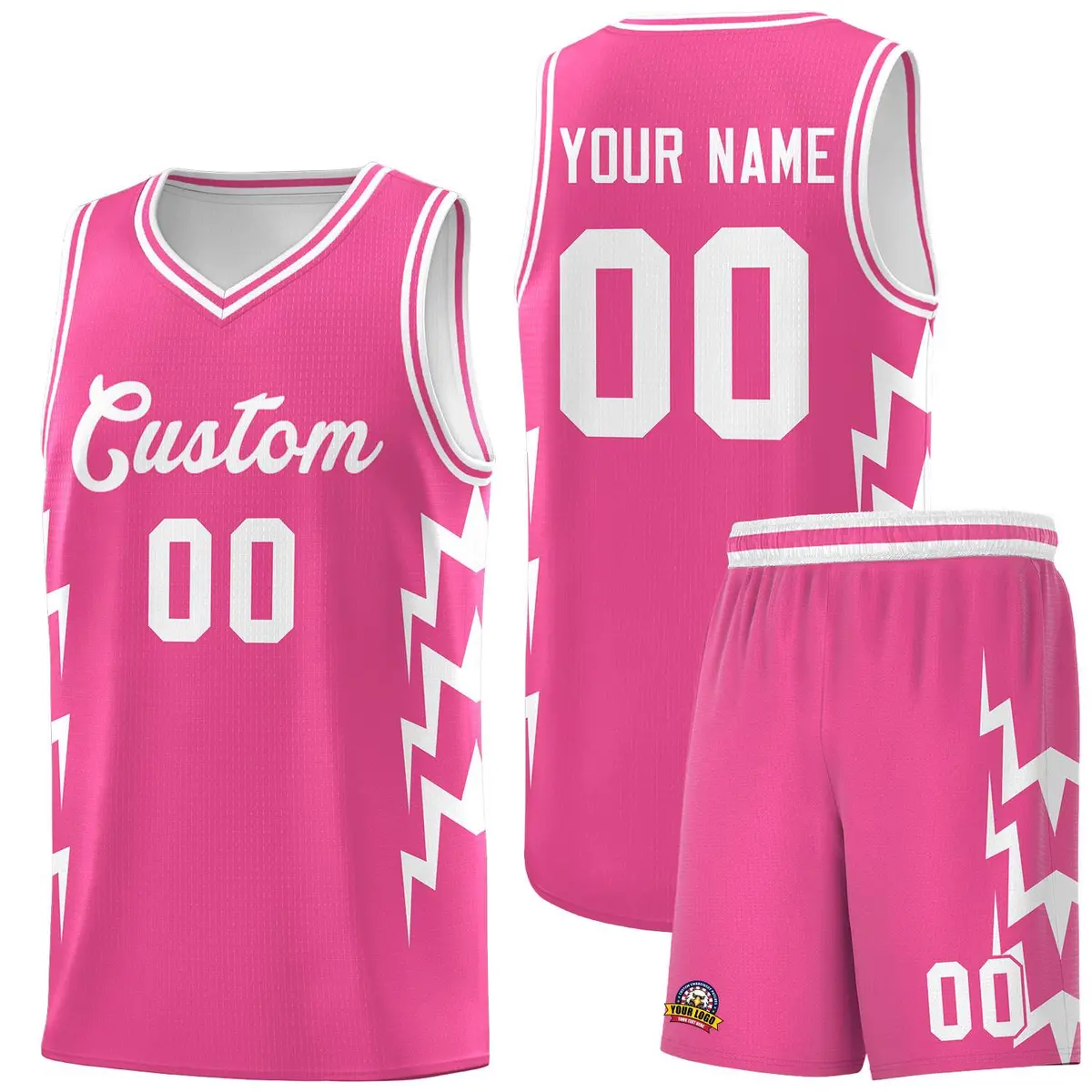 Pink Side Lightning Graffiti Basketball Uniform Jersey