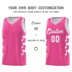 Pink Side Lightning Graffiti Basketball Uniform Jersey 3
