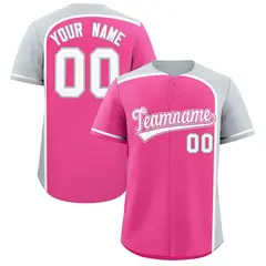 Pink Silver Color Block Authentic Baseball Jersey 1