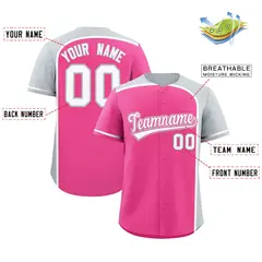 Pink Silver Color Block Authentic Baseball Jersey 2