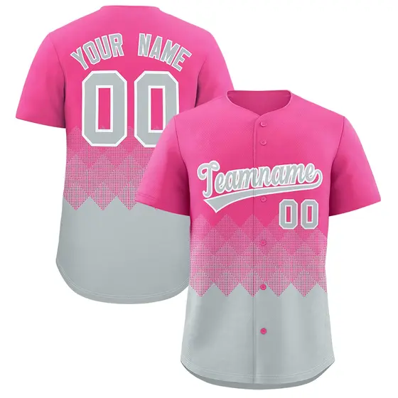 Pink Silver Grid Blur Pattern Baseball Jersey