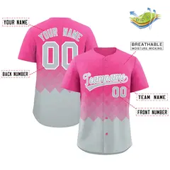 Pink Silver Grid Blur Pattern Baseball Jersey 2