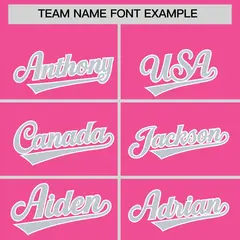Pink Silver Grid Blur Pattern Baseball Jersey 3
