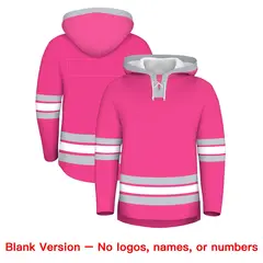 Pink Silver Lace-Up Neck Hockey Hoodie 7