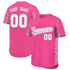 Pink Silver Leopard Graffiti Side Design Baseball Jersey 1