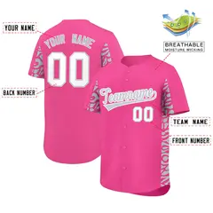 Pink Silver Leopard Graffiti Side Design Baseball Jersey 2