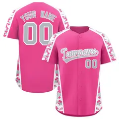 Pink Silver Side Camo Baseball Jersey 1