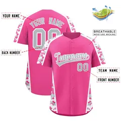 Pink Silver Side Camo Baseball Jersey 2