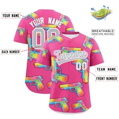 Pink Silver Sugar-Coated Firepower Graffiti Baseball Jersey 2