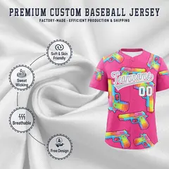 Pink Silver Sugar-Coated Firepower Graffiti Baseball Jersey 3