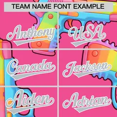 Pink Silver Sugar-Coated Firepower Graffiti Baseball Jersey 5
