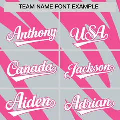 Pink Silver Tiger Stripe Gradient Animal Print Baseball Jersey 3